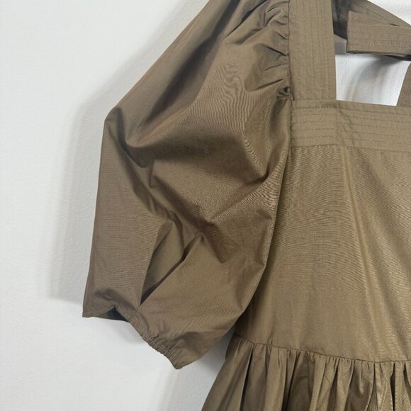 En Saison Gilda Tie-Back Poplin Mini Dress Women's Small Brown Tiered Boho NWT - Picture 13 of 16